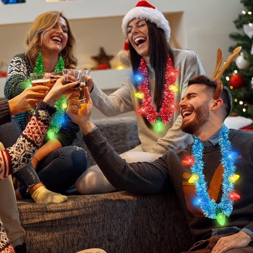 Light up Christmas Necklace 4PCS 7 Bulb 3 Modes Y1676
