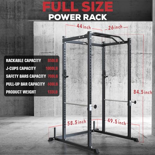 Power Rack with Safety Bars and J-Hooks H900095