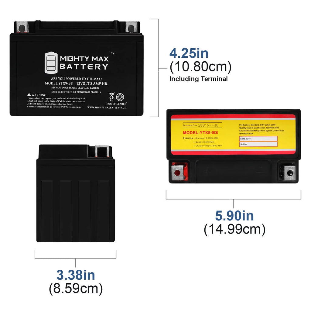 YTX9-BS ATV Battery A430065