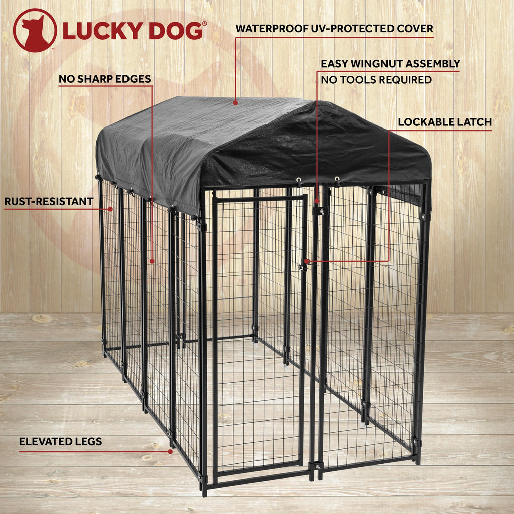 8ft x 4ft x 6ft Welded Wire Dog Kennel Playpen with Cover U2360