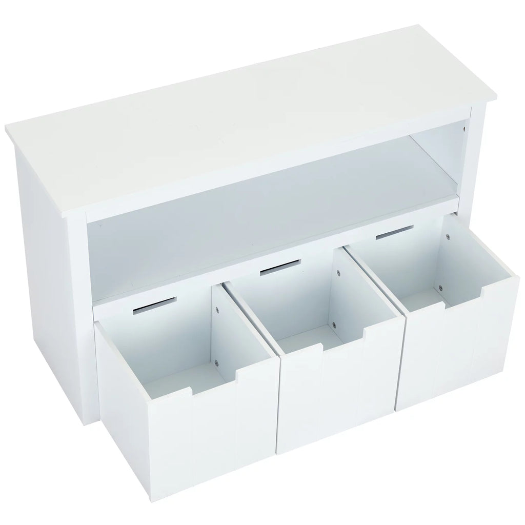 White Storage Cabinet with 3 Rolling Box Cubes and Large Shelf O9300
