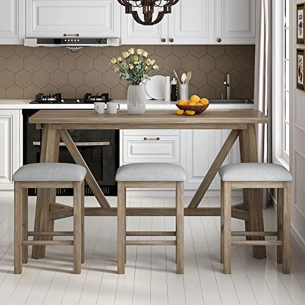 4 Piece Dining Table Set with Power Outlet and 3 Stools A90839