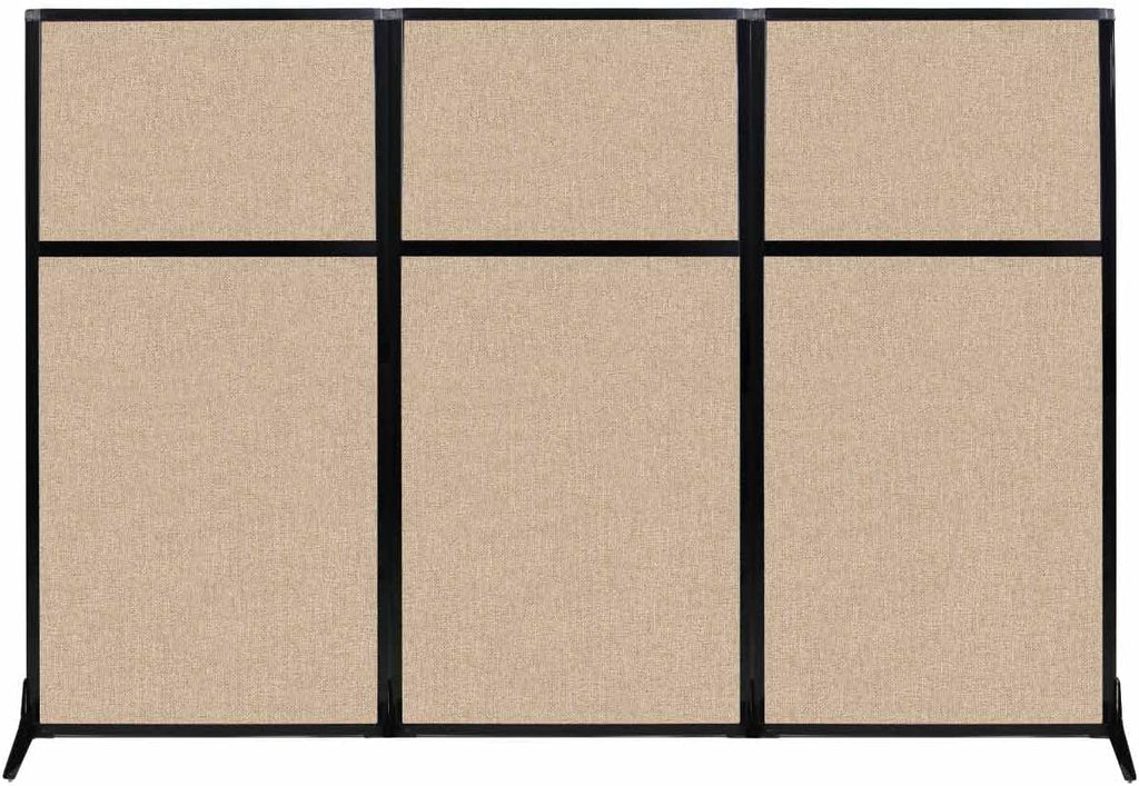 Portable Free Standing Privacy Screen with Black Fabric Panels U14292