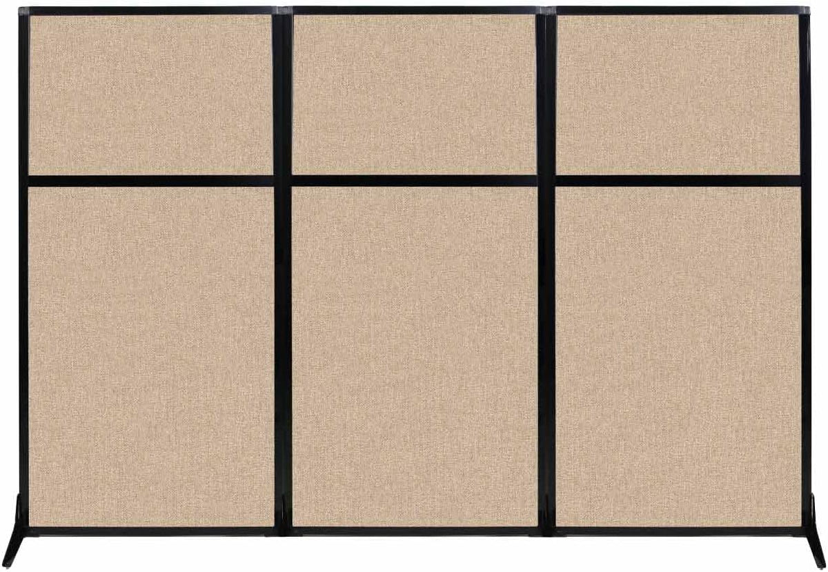 Portable Free Standing Privacy Screen with Black Fabric Panels U14292