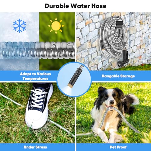 50 FT Stainless Steel Garden Hose with 10 Function Nozzle S66495
