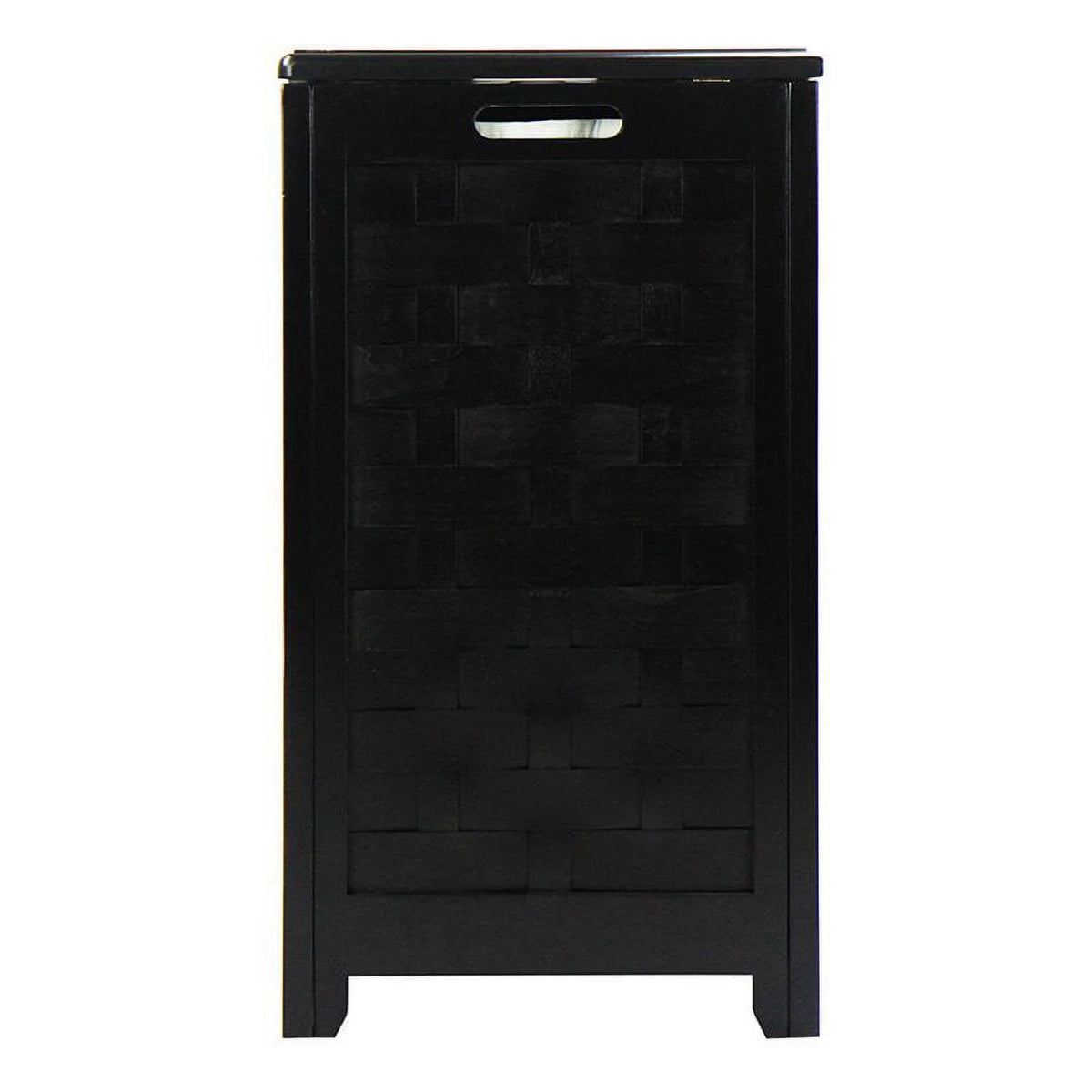 Black Rectangular Wood Laundry Hamper with Interior Bag Q181