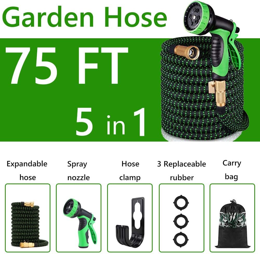 Expandable Garden Hose 75FT Pack of 2 with Spray Nozzle W1769