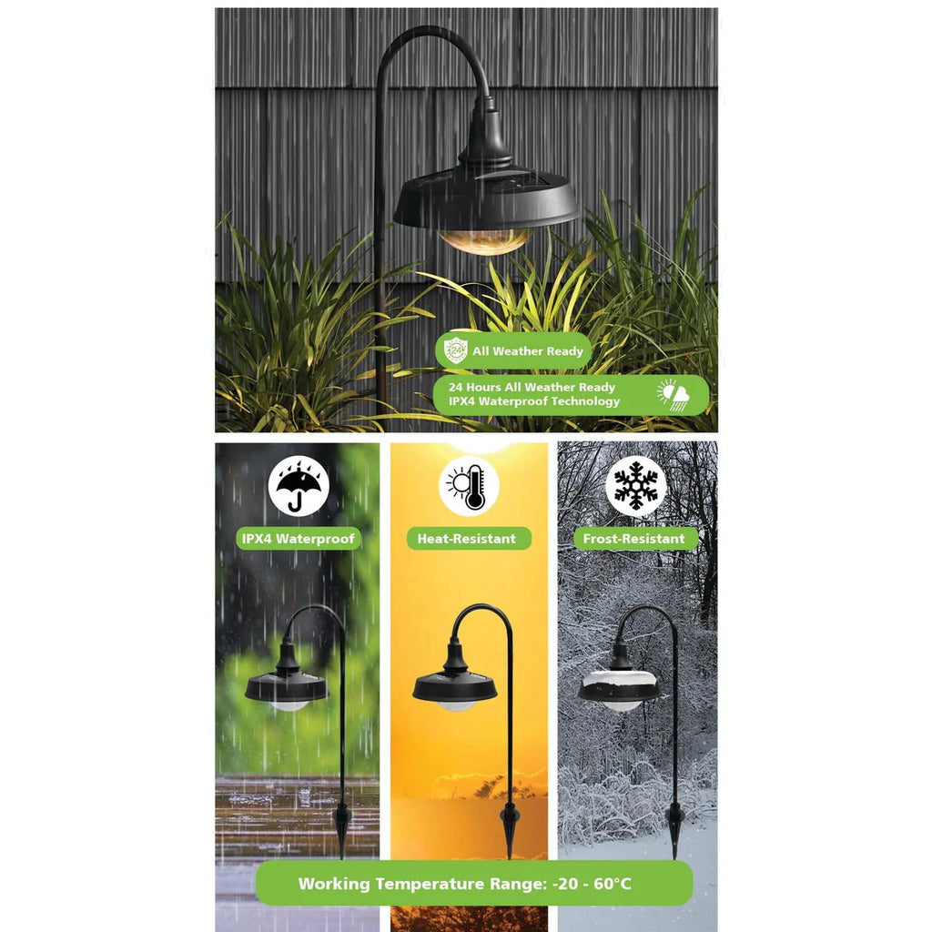 Matte Black Metal Solar Powered LED Landscape Walkway Light Z351990