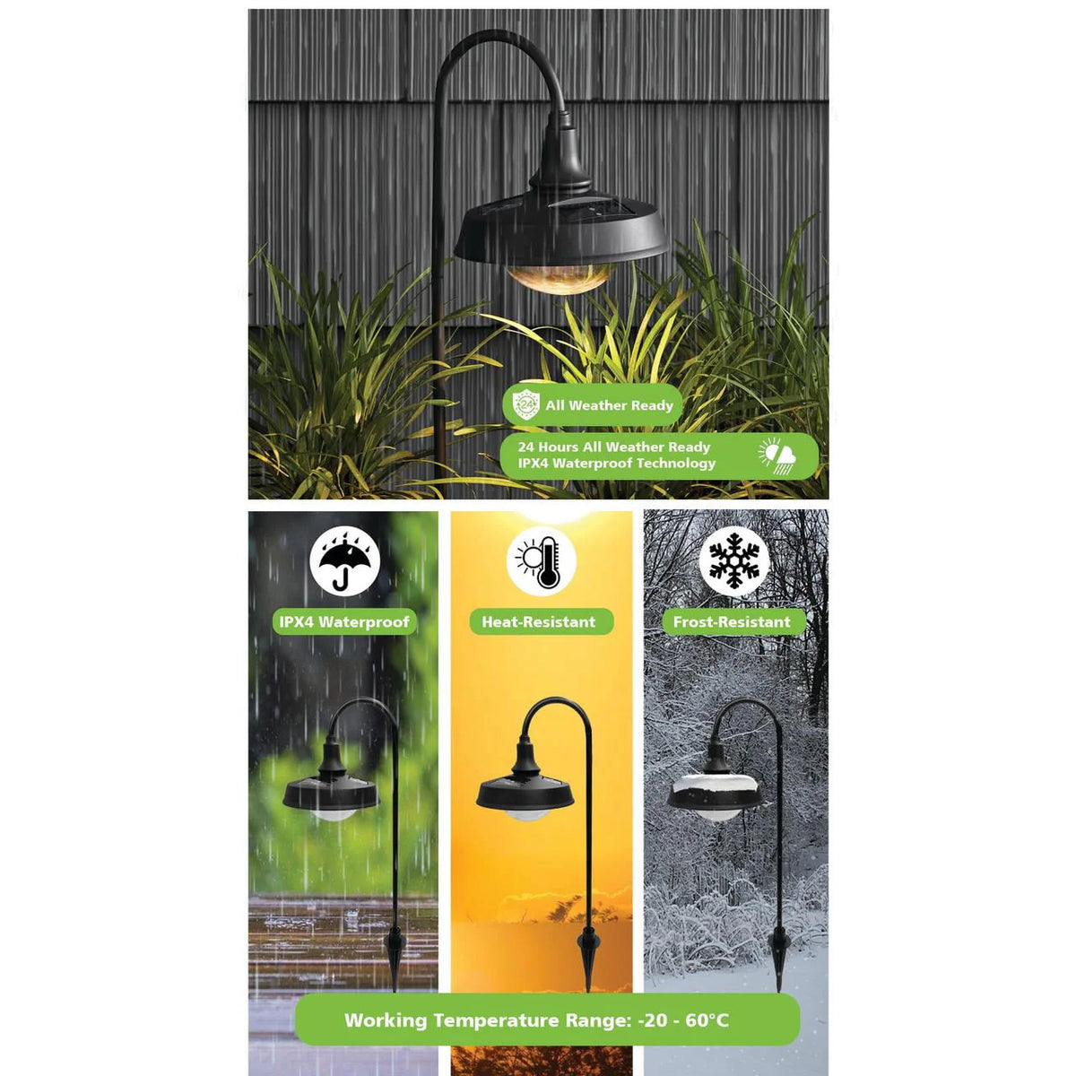 Matte Black Metal Solar Powered LED Landscape Walkway Light Z351990