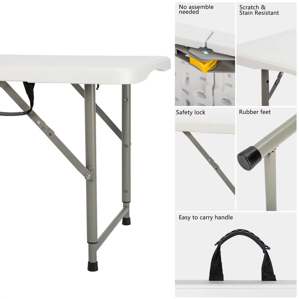 4 Ft White Plastic Folding Table Q17858
