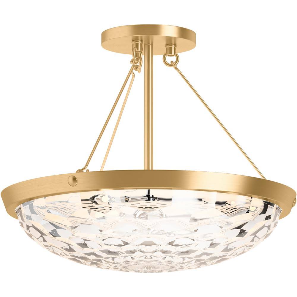 3-Light Brushed Brass Semi-Flush Mount P5780