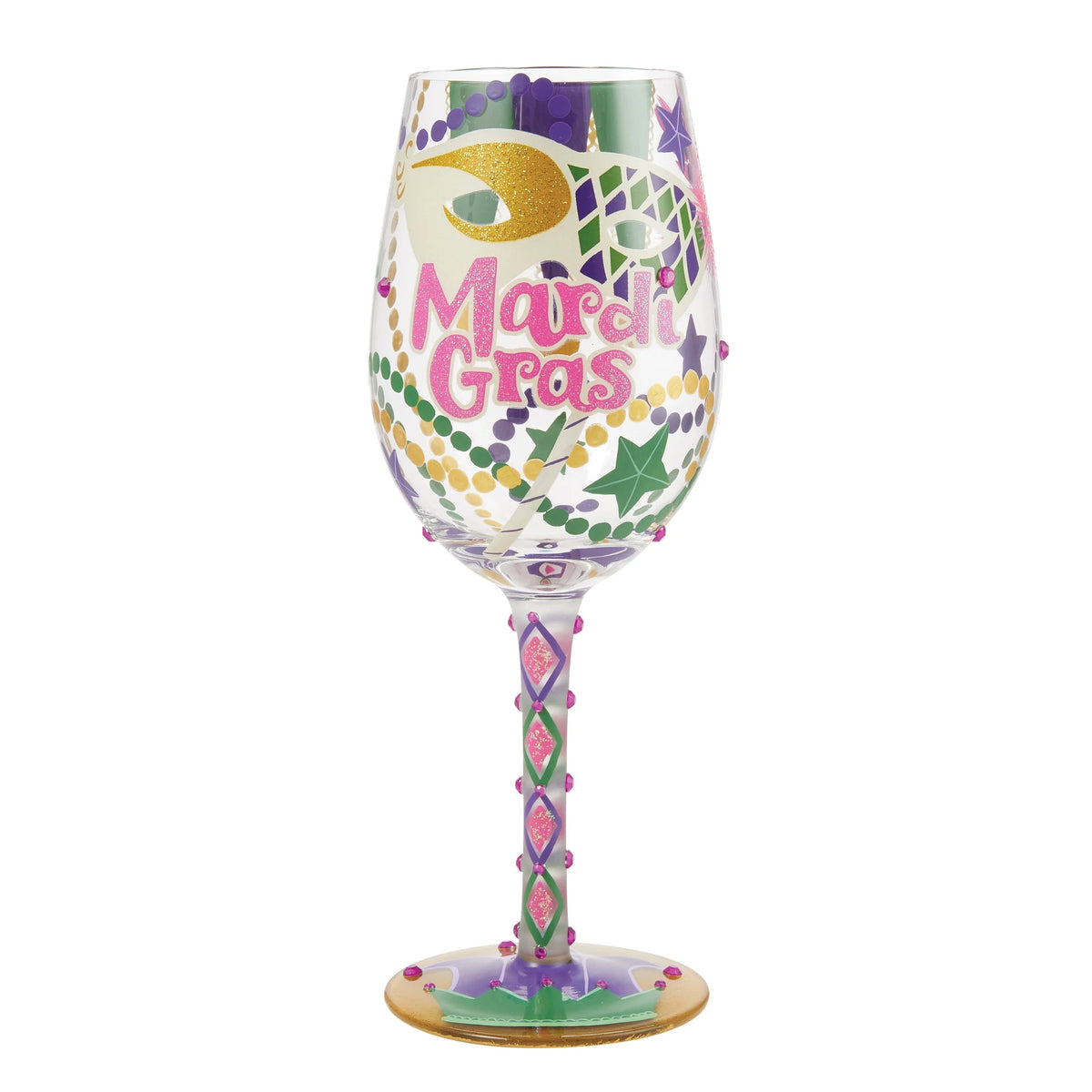 Mardi Gras Wine Glass S49062