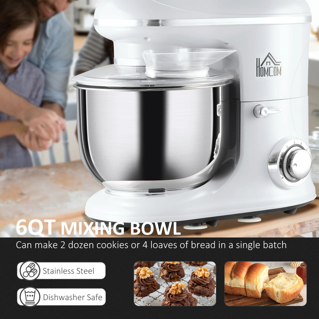 600W Tilt Head Stand Mixer with 6 Qt Stainless Steel Bowl U940516