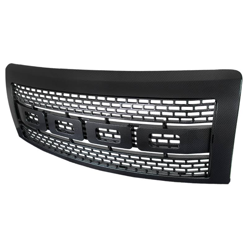 Gray ABS Carbon Fiber Look Front Hood Grille for Ford F150 P64868