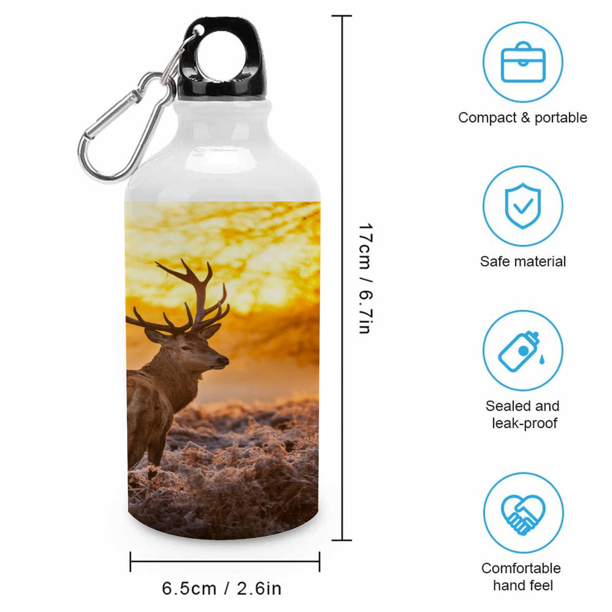 Red Deer 400ml Sport Aluminum Water Bottle with Twist Cap I8992