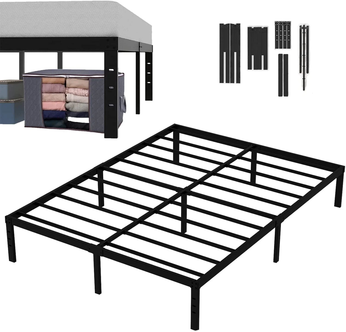 King Size 14 Inches High Bed Frame with Storage Z99172