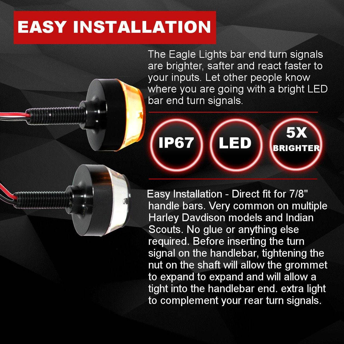 LED Turn Signals for 7/8" Handlebars - Pair M160096