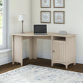 Antique White Corner Computer Desk with Storage M49731