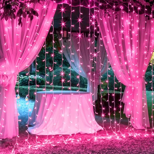 300 LED Curtain String Lights with Remote F9401