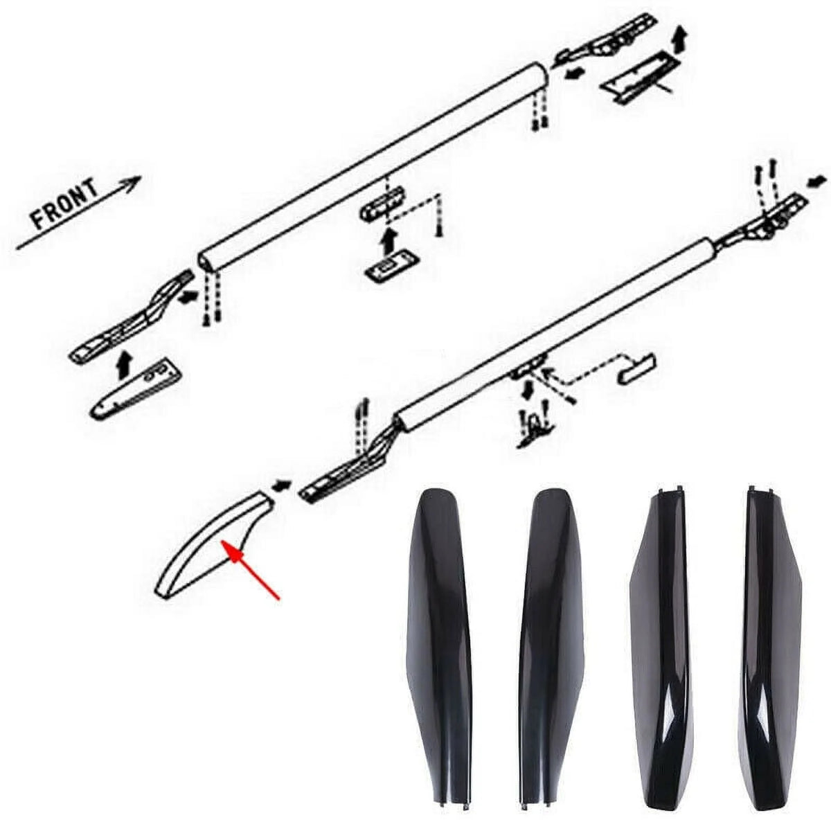 4Pcs Roof Rack Bar Rail End Protection Cover Cap for Prado Y8352