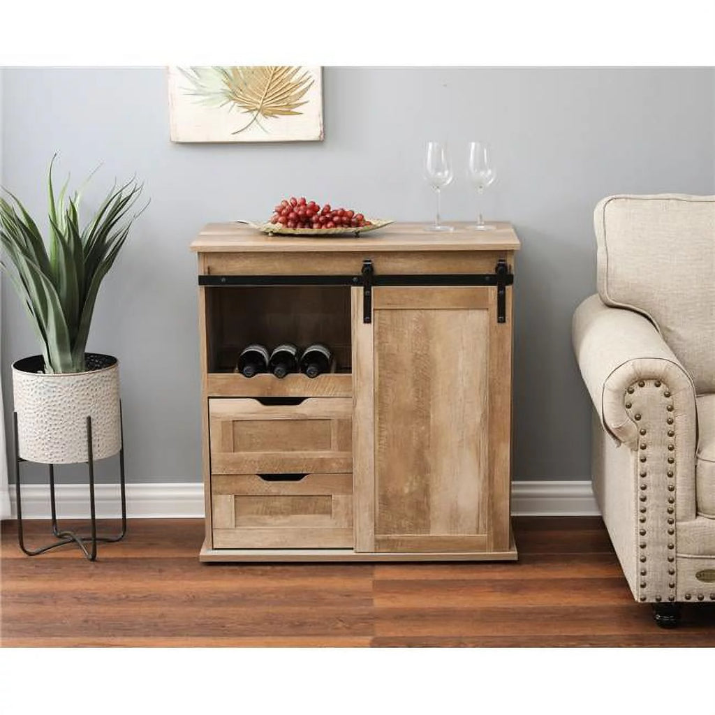 Natural Oak Finish Wine and Storage Cabinet M251