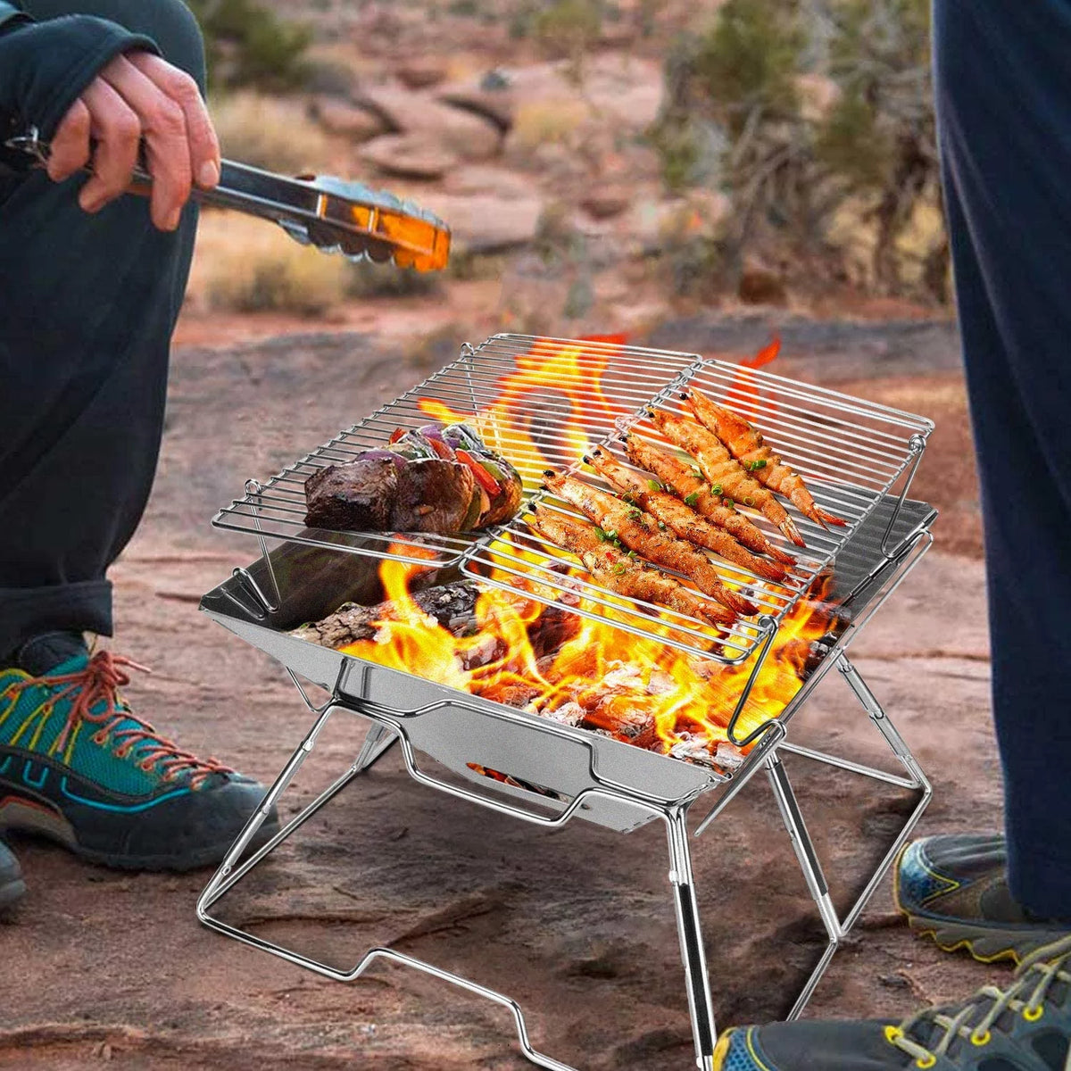 Folding Stainless Steel Campfire Grill E995