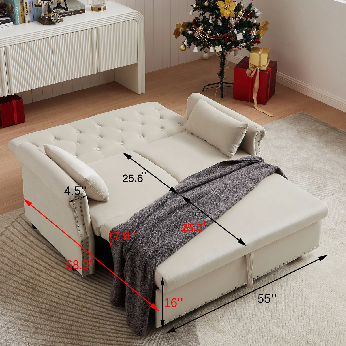 Velvet Convertible Sleeper Sofa Bed D12637