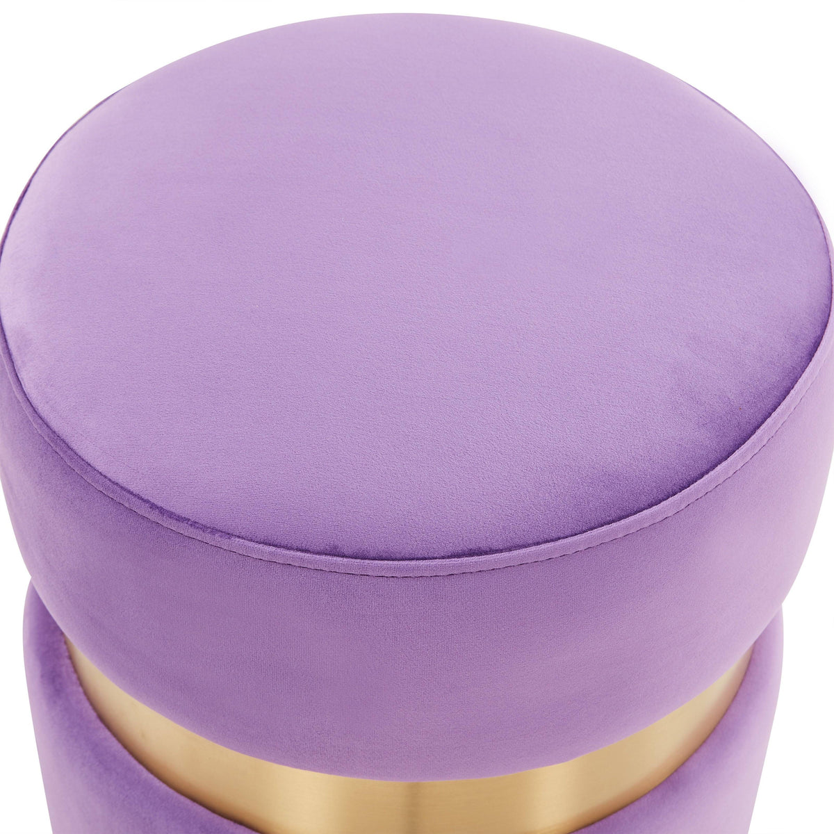 Light Grey Round Velvet Ottoman W2531