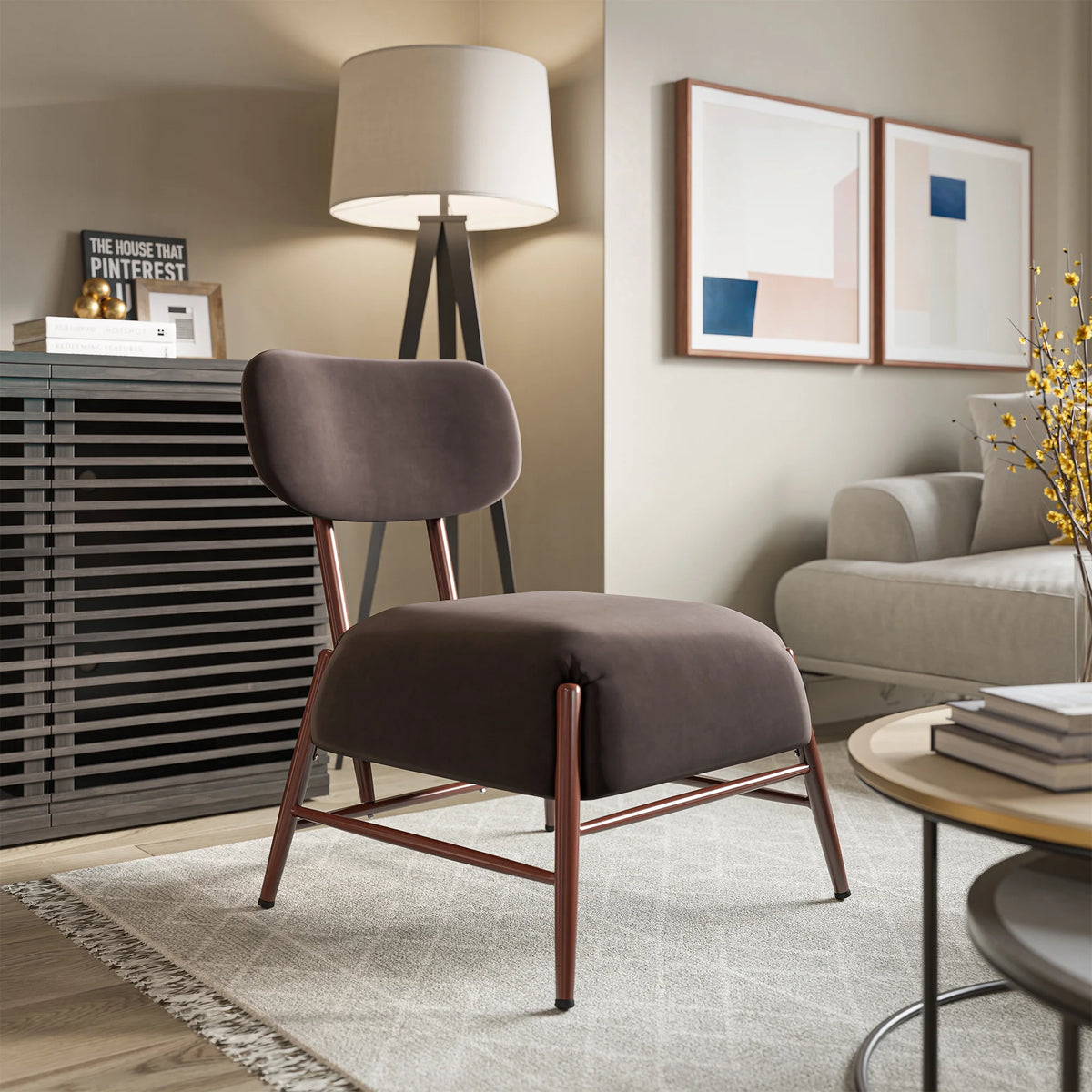 Espresso Velvet Accent Chair L735
