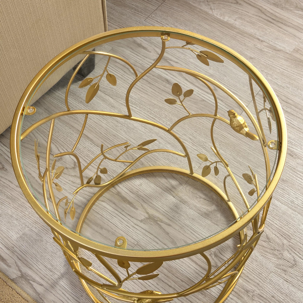 Gold Round Metal End Table X219854