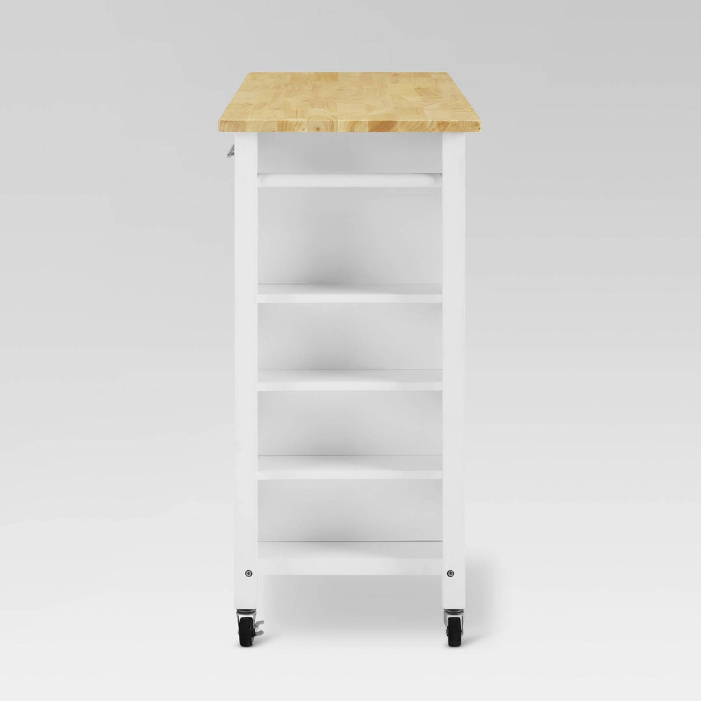 White Wood Top Kitchen Island Cart R365