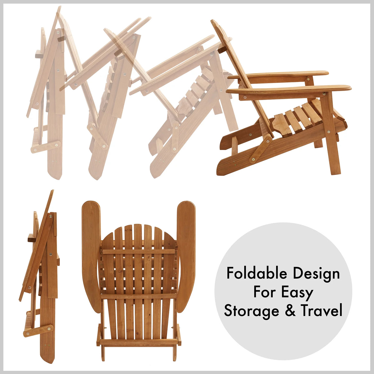 Set of 4 Cedar Wood Folding Adirondack Chairs T908