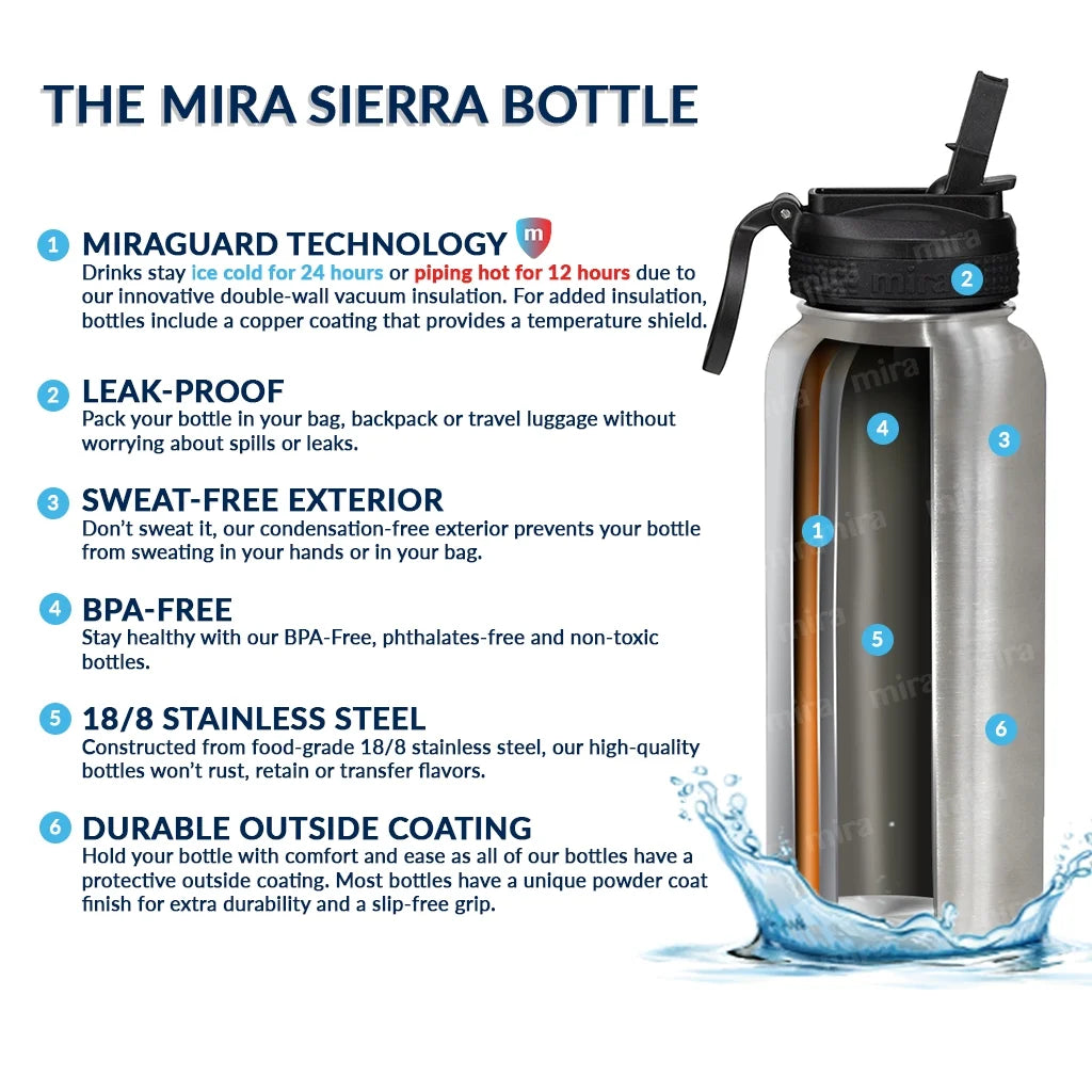 32 oz Stainless Steel Water Bottle with Straw Lid L65423