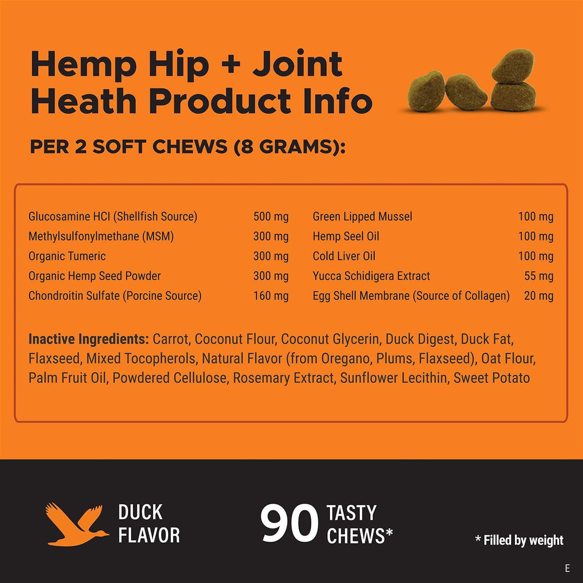 Hemp Hip + Joint Health Soft Duck Chews for Dogs U997