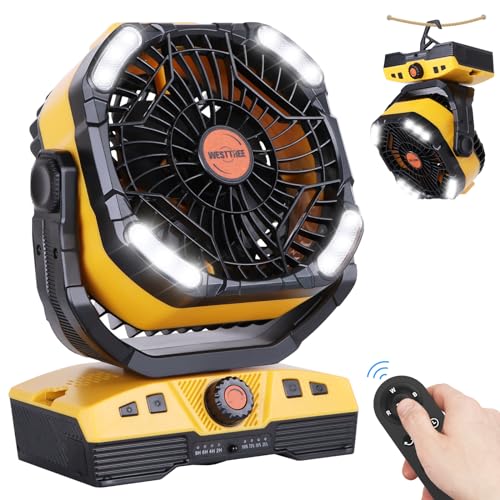 20000mAh Oscillating Portable Rechargeable Camping Fan with Light Hook F751