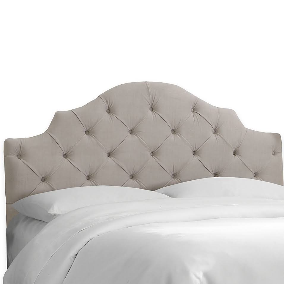 Light Grey Velvet California King Headboard I4853