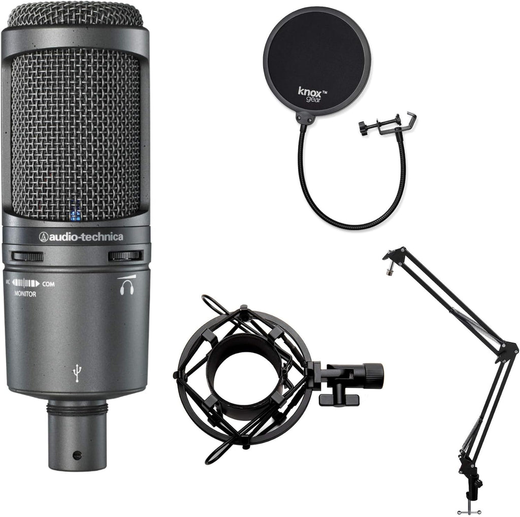 Condenser Microphone with Shock Mount, Boom Arm, and Pop Filter J359