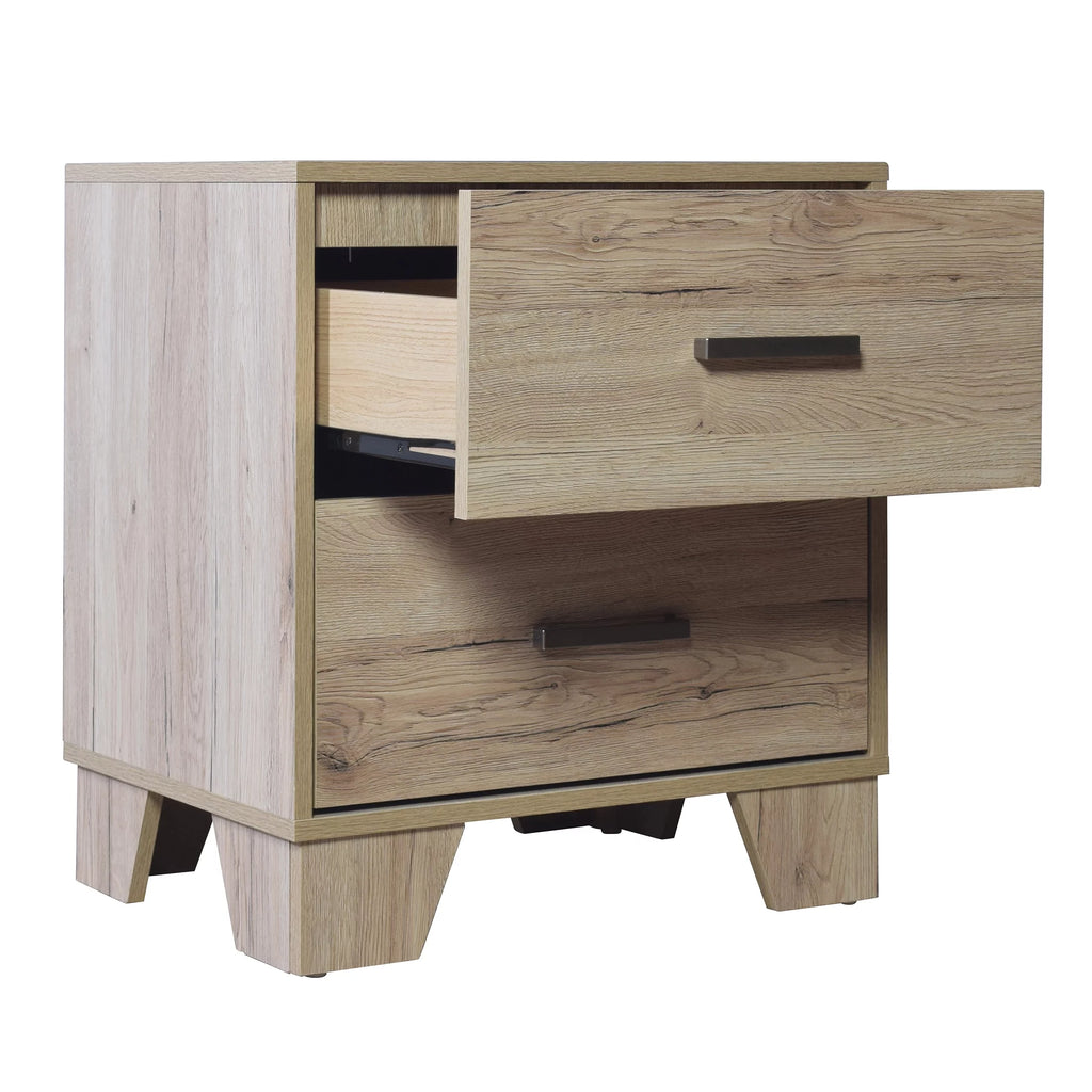 2 Drawers Light Oak Nightstand N7079