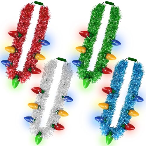 Light up Christmas Necklace 4PCS 7 Bulb 3 Modes Y1676