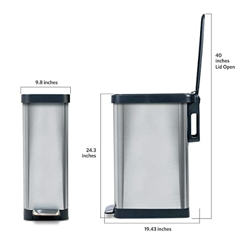 45 Liter Stainless Steel Slim Trash Can with Soft Close Lid W29696