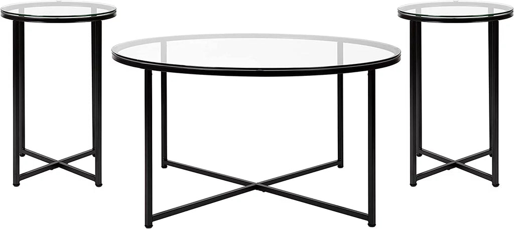 3 Piece Glass Top Occasional Table Set F1405
