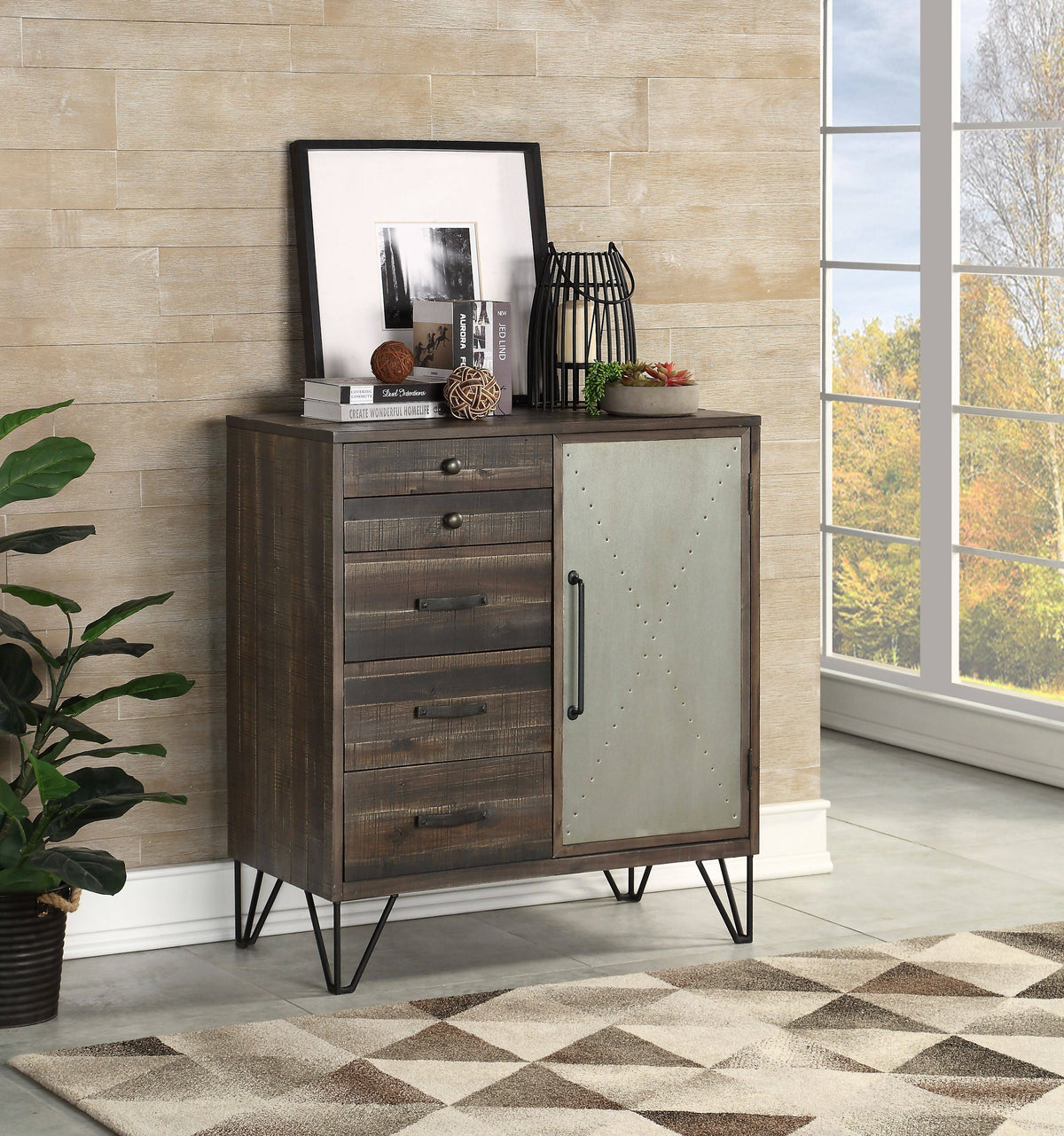 Brown One Door Five Drawer Cabinet S444318