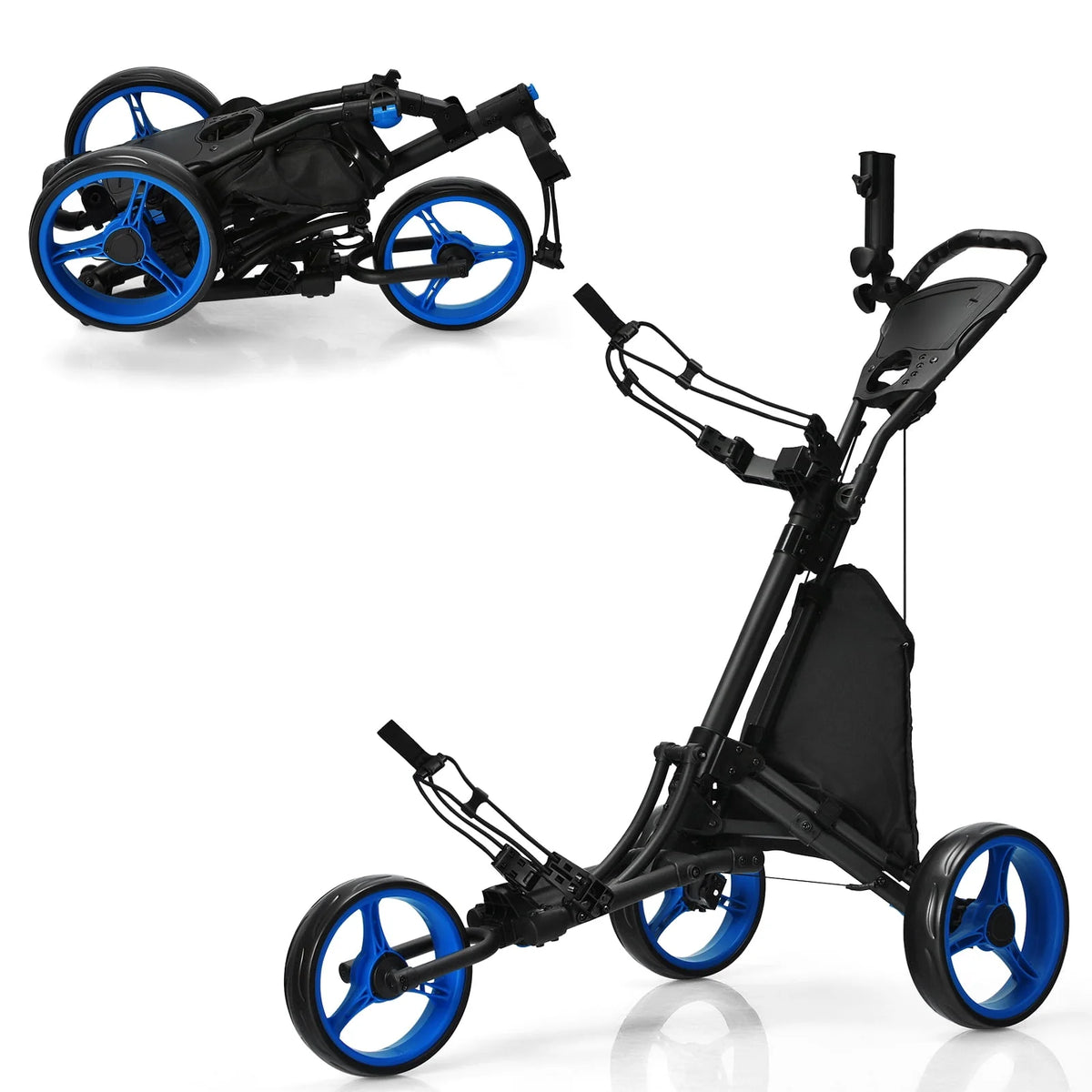 Folding 3 Wheels Golf Push Cart with Bag Scoreboard A318