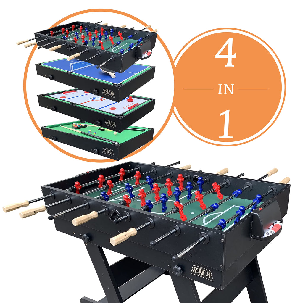 4-in-1 Multi Game Table with Billiards, Push-Hockey, Ping pong, Foosball D996515
