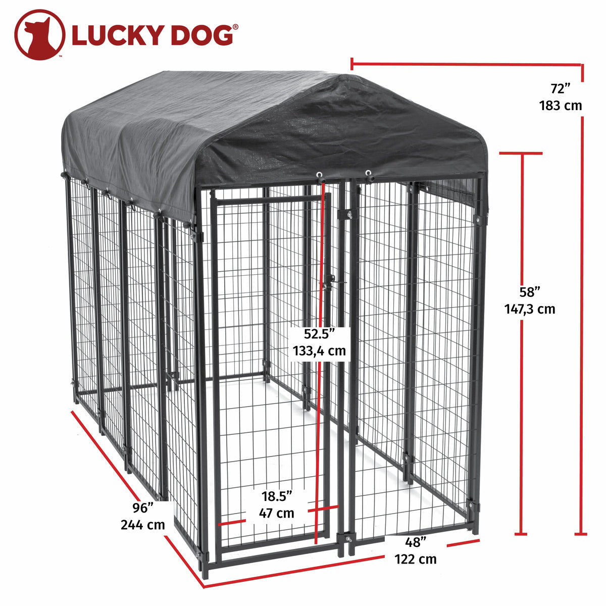 8ft x 4ft x 6ft Welded Wire Dog Kennel Playpen with Cover U2360