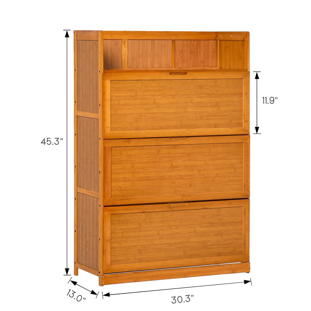 Bamboo 7 Tier 24 Pairs Shoe Organizer Rack Cabinet, Brown D34922