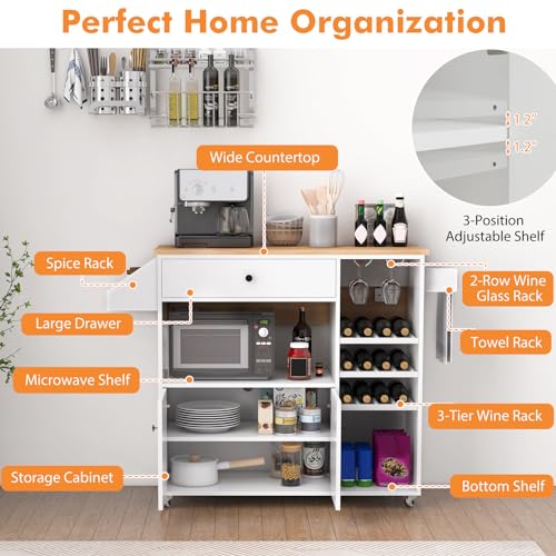Black Rolling Kitchen Island with Drop Leaf and Storage Cabinet S992058