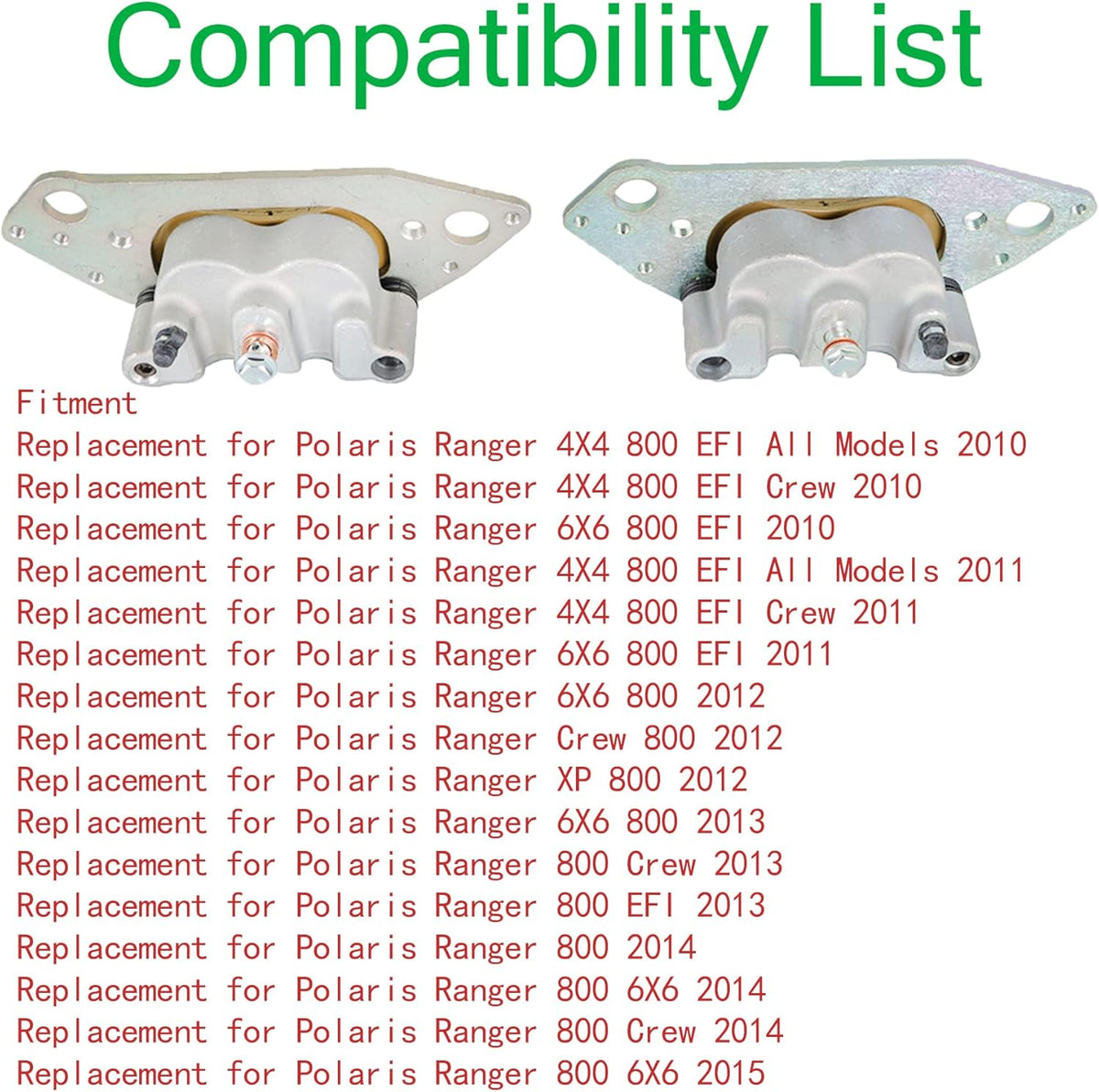 Front Left Right Brake Calipers W/Pads for Polaris Ranger 800 Crew XP 2010-2015 Z31170
