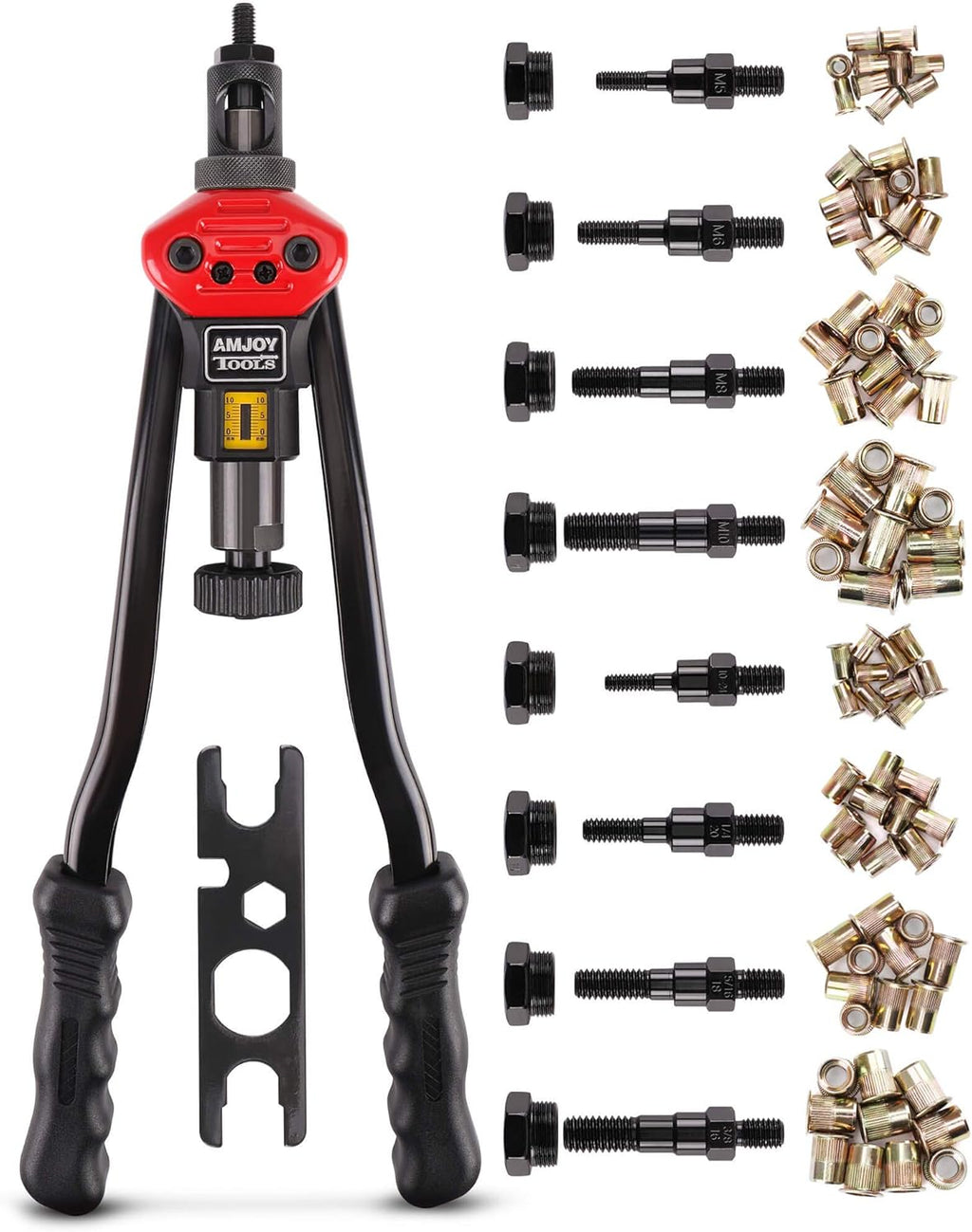 Rivet Nut Tool Set with 8 Mandrels and 80 Rivet Nuts P391