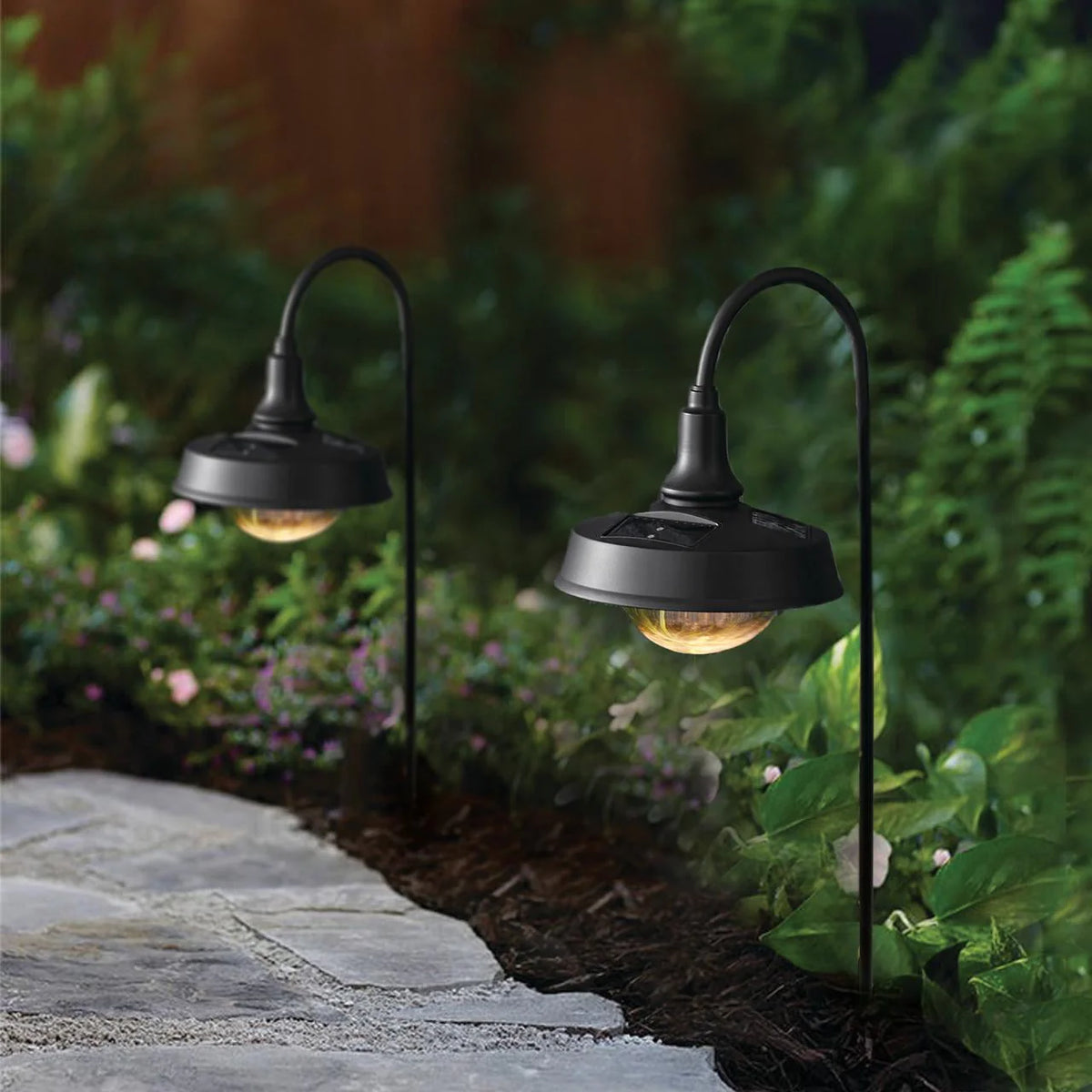 Matte Black Metal Solar Powered LED Landscape Walkway Light Z351990